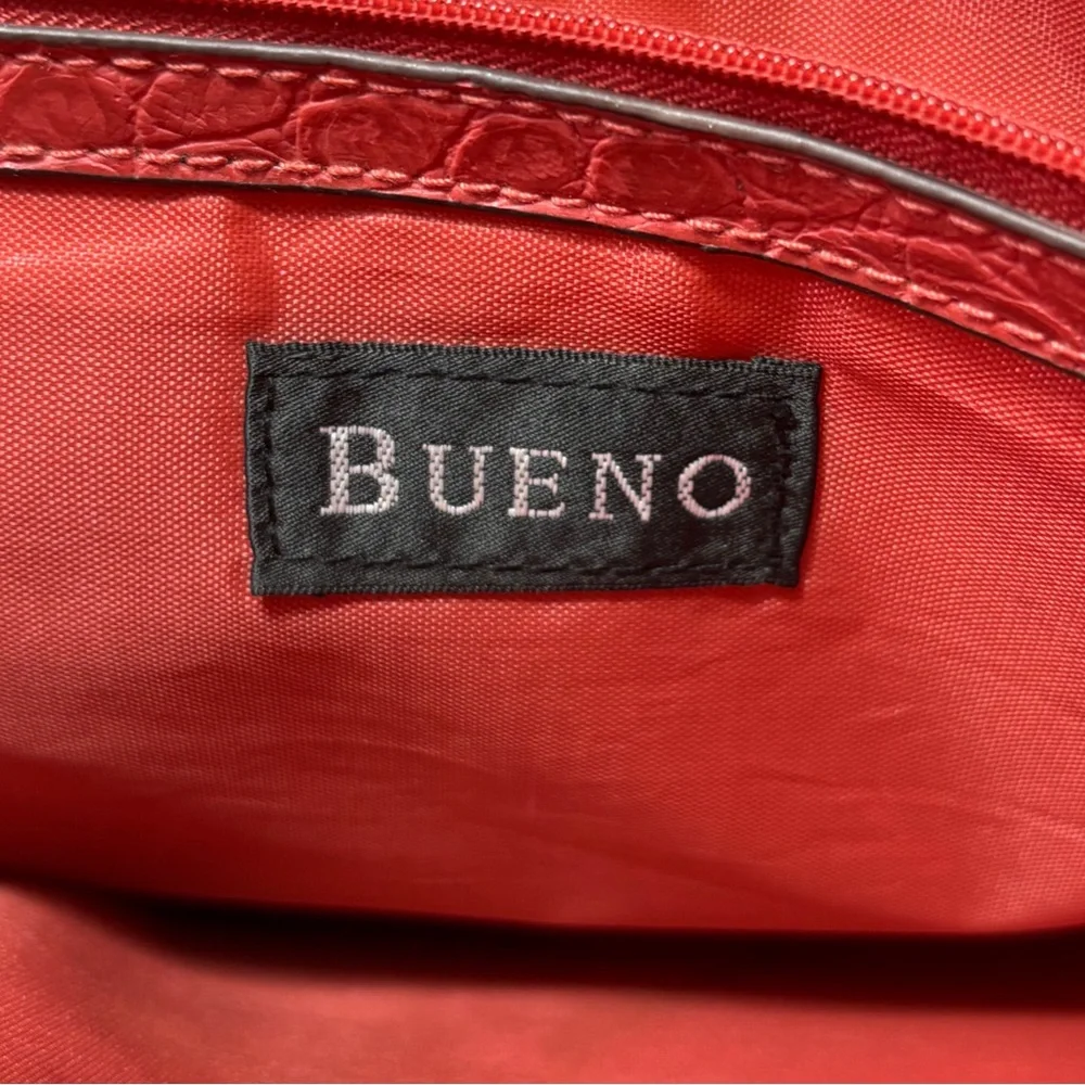 Bueno Red Womens Large Laptop Bag Crocodile Pattern